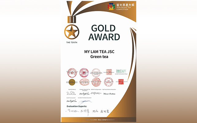 GIẢI VÀNG CUỘC THI TRÀ CHÂU Á - THÁI BÌNH DƯƠNG (TRÀ XANH MỸ LÂM)